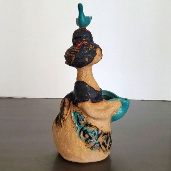 Metlox Poppets by Poppytrail Girl Bird on Head Vintage Stoneware Art Pottery - Picture 4 of 12